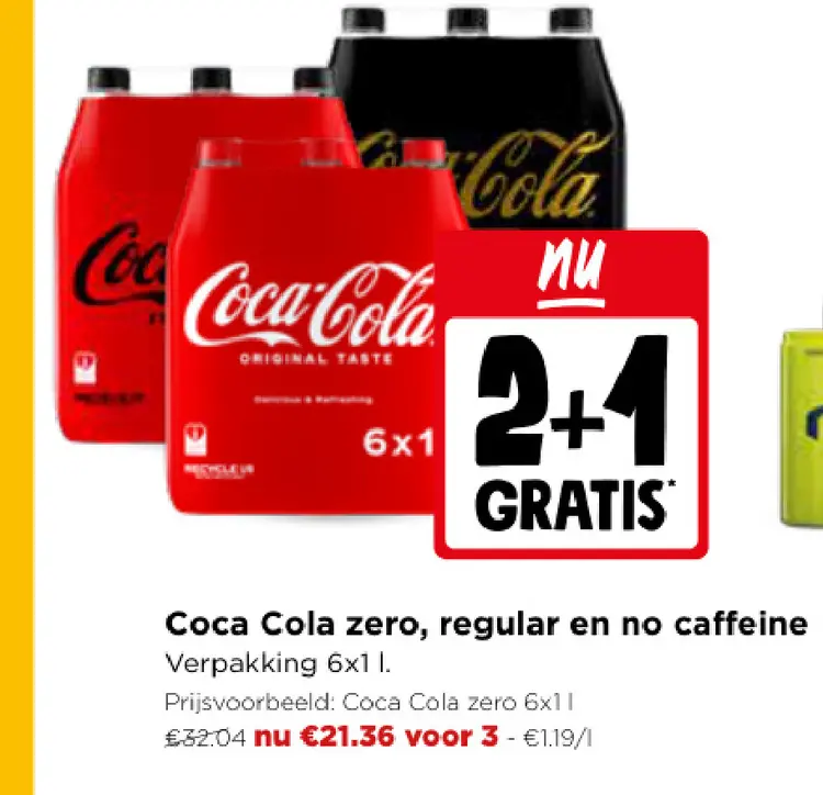 Promotie: Cola zero, regular en no caffeine