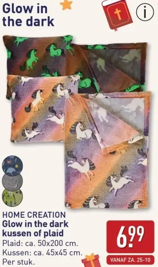 Aanbieding: Glow in the dark kussen of plaid