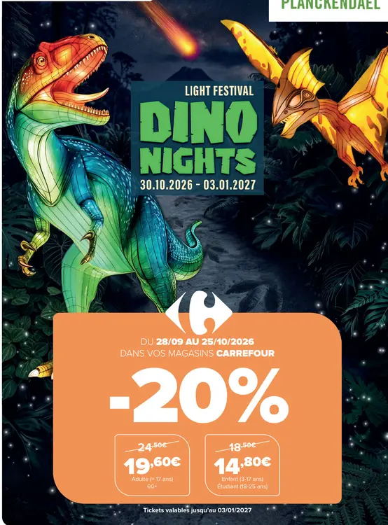 Offre: Tickets Dino Nights Zoo Planckendael