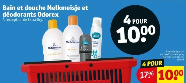 Offre: Bain et douche Melkmeisje et déodorants Odorex
