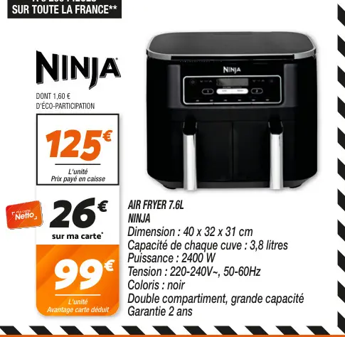 Offre: Air fryer 7.6l