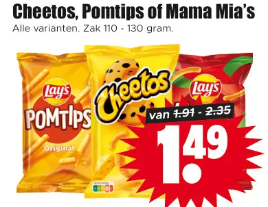 Aanbieding: Cheetos, Pomtips of Mama Mia's