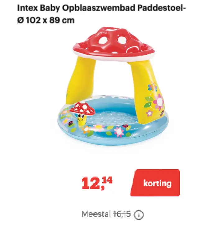 Aanbieding: Intex Baby Opblaaszwembad Paddestoel