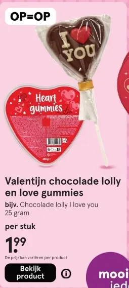 Aanbieding: Chocolade lolly en love gummies