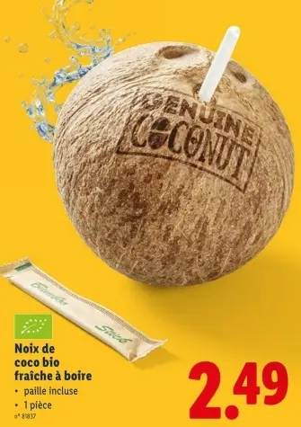 Offre: Noix de coco bio fraîche à boire