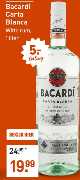 Aanbieding: Bacardí Carta Blanca 100CL