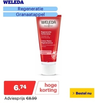 Aanbieding: WELEDA - Regeneratie Handcrème - Granaatappel - 50ml - 100% natuurlijk