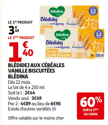 Offre: Blédidej aux céréales vanille biscuitées