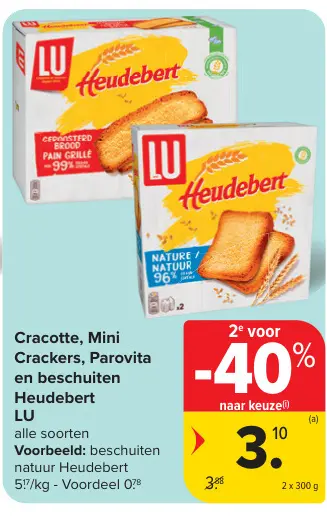 Promotie: Cracotte, Mini Crackers, Parovita en beschuiten Heudebert LU