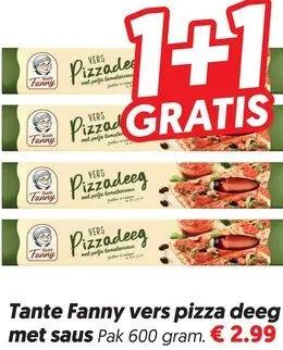 Aanbieding: Tante Fanny vers pizza deeg met saus
