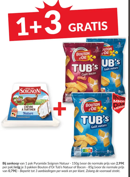 Promotie: Pyramide Soignon Natuur + Bouton d'Or Tub's 