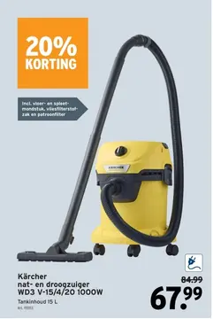 Aanbieding: Kärcher nat- en droogzuiger WD3 V-15/4/20 100