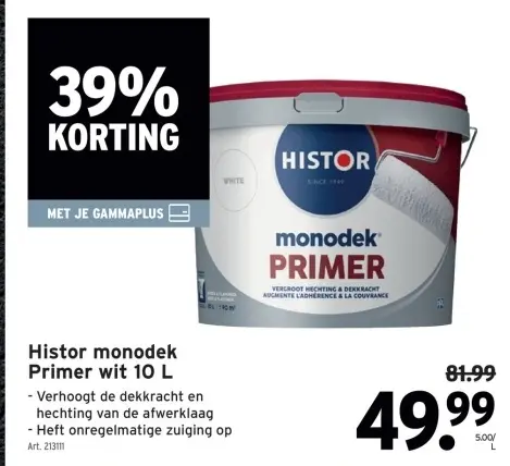Aanbieding: Histor monodek Primer wit