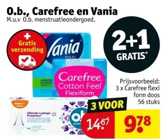 Aanbieding: O.b., Carefree en Vania