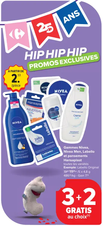 Offre: Gammes Nivea, Nivea Men, Labello et pansement Hansaplast
