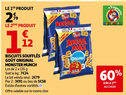 Offre: Biscuits soufflés goût original Monster Munch