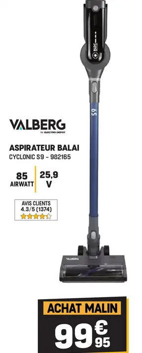 Offre: Aspirateur balai cyclonic s9