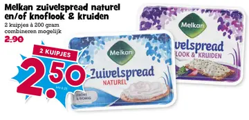 Aanbieding: Melkan zuivelspread naturel en/of knoflook & kruiden