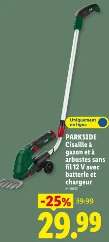 Offre: Cisaille à gazon et à arbustes sans fil 12 V