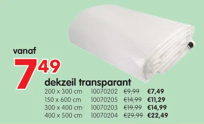 Promotie: dekzeil transparant