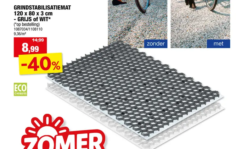 Promotie: Grindstabilisatiemat 119x80x3 cm wit