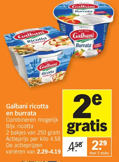 Promotie: ricotta en burrata