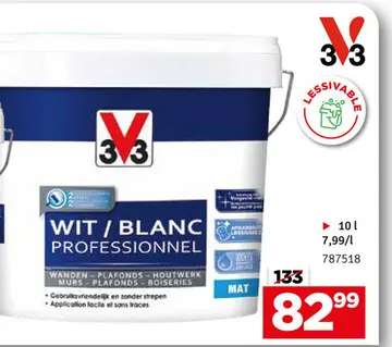 Aanbieding: Peinture Professionnel blanche mate 10 L V33