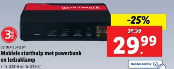 Aanbieding: Mobiele starthulp met powerbank en ledzaklamp