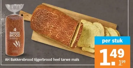 Aanbieding: Bakkersbrood tijgerbrood heel tarwe maïs
