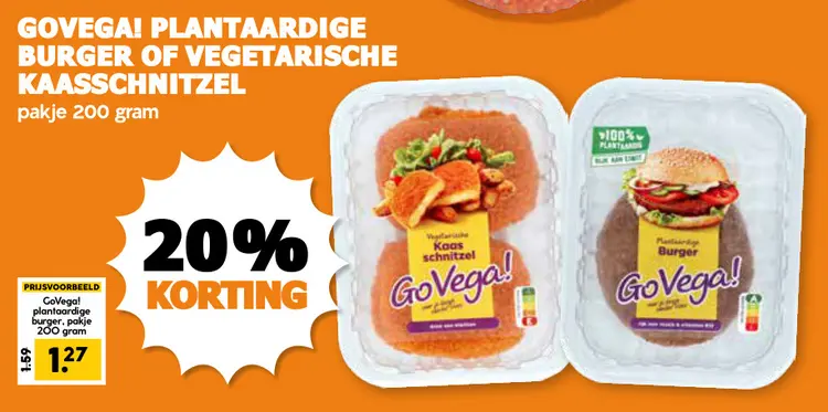 Aanbieding: Plantaardige burger of vegetarische kaasschnitzel