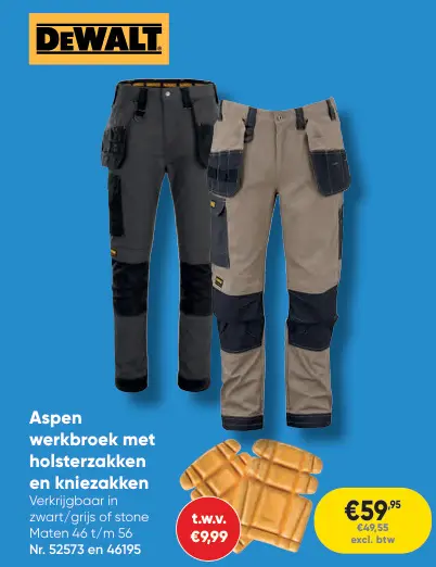 Promotie: Aspen werkbroek met holsterzakken en kniezakk