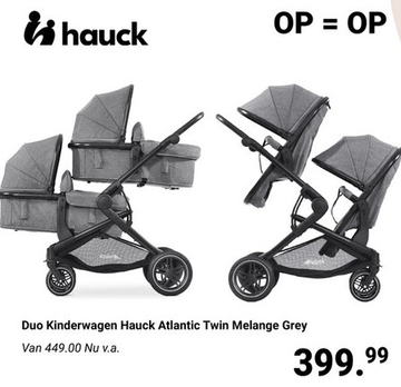 Aanbieding: Kinderwagen Hauck Atlantic Twin Melange Grey