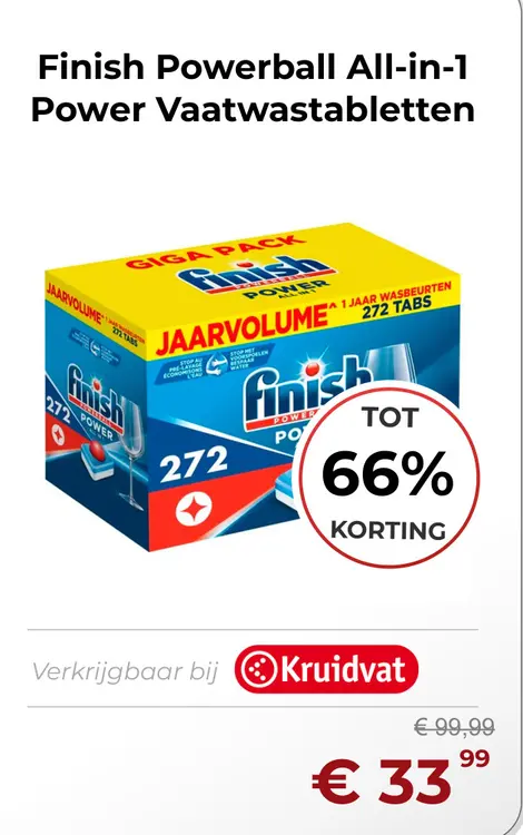 Aanbieding: Finish Powerball All-in-1 Power Vaatwastabletten
