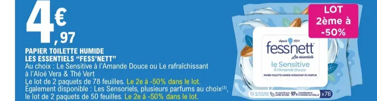 Offre: Fess'Nett Papier toilette humide