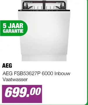Aanbieding: AEG FSB53627P 6000 Inbouw Vaatwasser