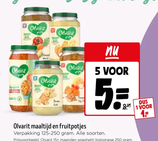 Promotie: Olvarit maaltijd en fruitpotjes
