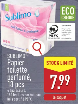 Offre: SUBLIMO Papier toilette parfumé