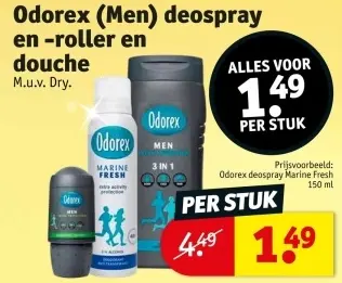 Promotie: Odorex (Men) deospray en -roller en douche