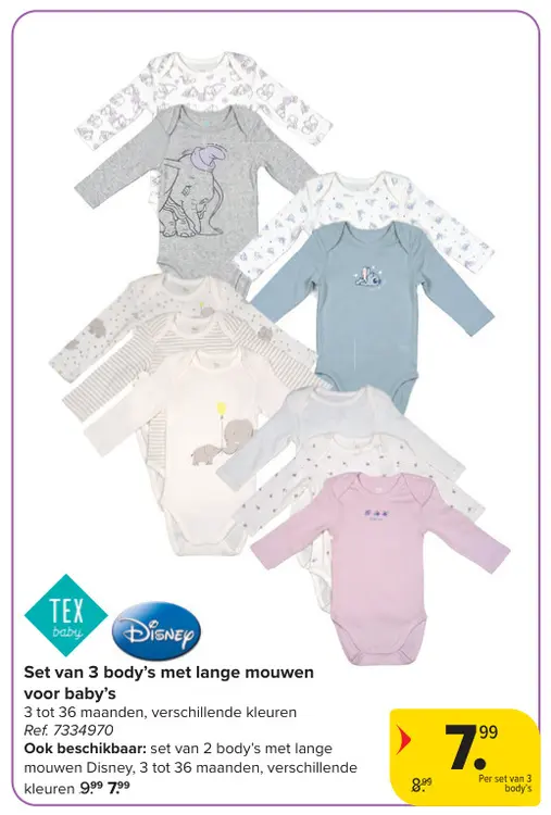 Promotie: Set van 3 body's met lange mouwen voor baby's