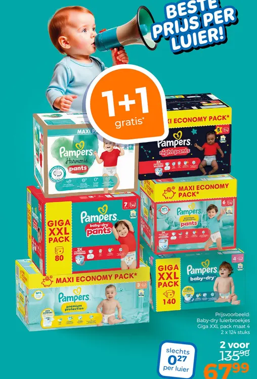 Aanbieding: Pampers Baby-dry luierbroekjes Giga XXL pack