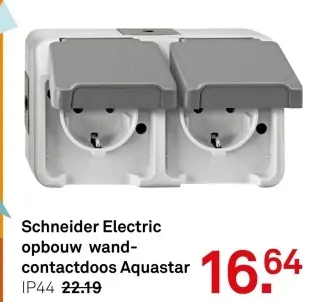 Aanbieding: Schneider Electric opbouw wandcontactdoos Aquastar