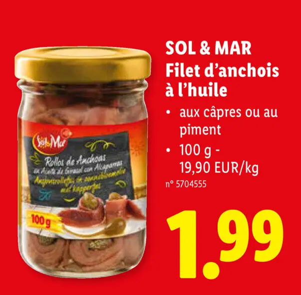 Offre: Filet d'anchois à l'huile