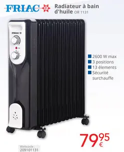 Offre: Radiateur à bain d'huile OR 1131