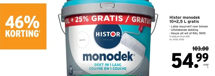 Promotie: Histor monodek 10 + 2,5L