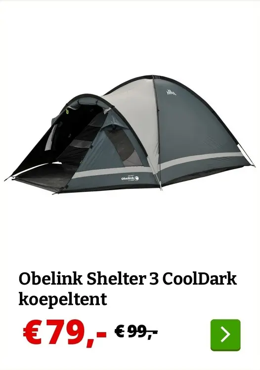 Aanbieding: Obelink Shelter 3 CoolDark koepeltent
