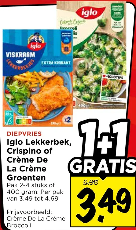 Aanbieding: Lekkerbek, Crispino of Crème De La Crème Groenten
