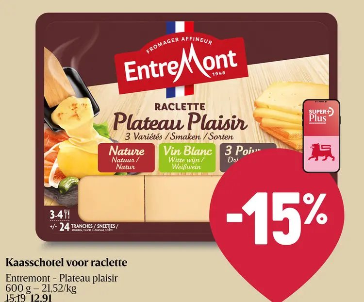 Promotie: Kaasschotel voor raclette Entremont - Plateau