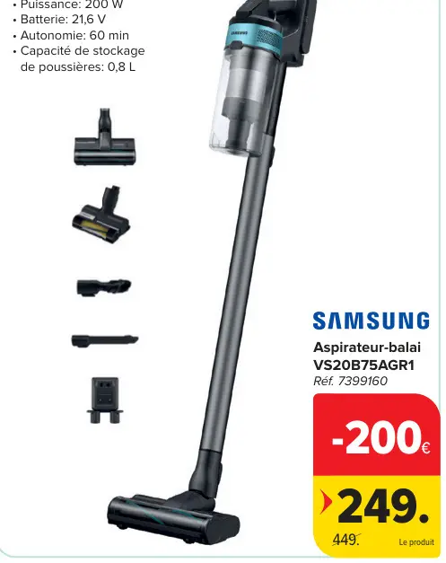 Offre: Aspirateur-balai VS20B75AGR1