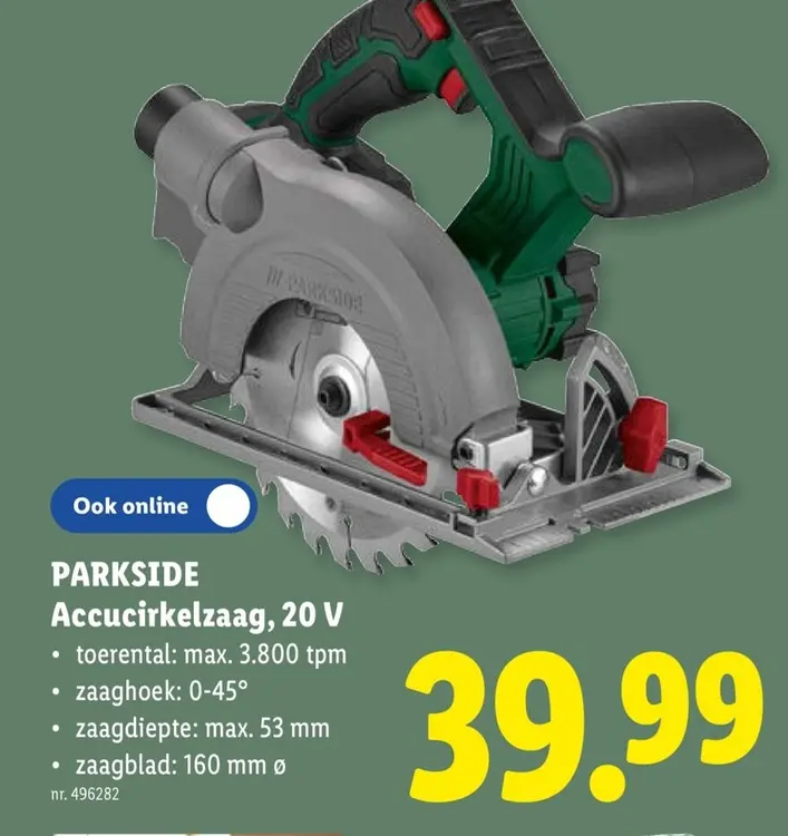 Promotie: Accucirkelzaag, 20 V