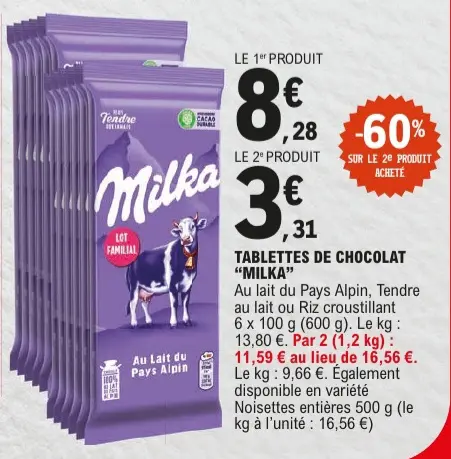 Offre: Tablettes de chocolat